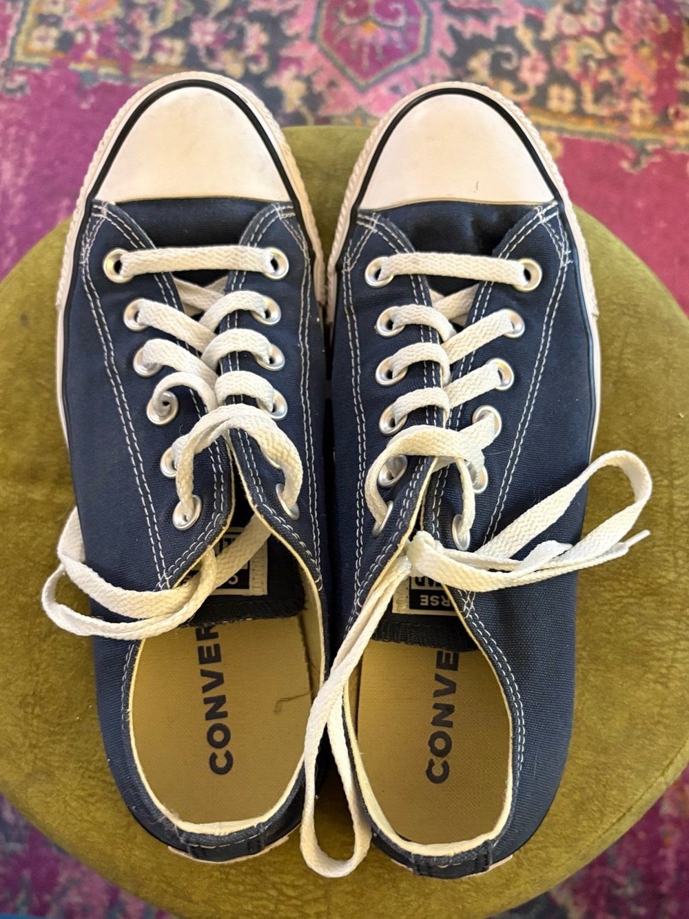 Converse All-Star Chuck Taylor Navy Canvas Low-Top Sneakers with White Accents - Picture 3 of 10
